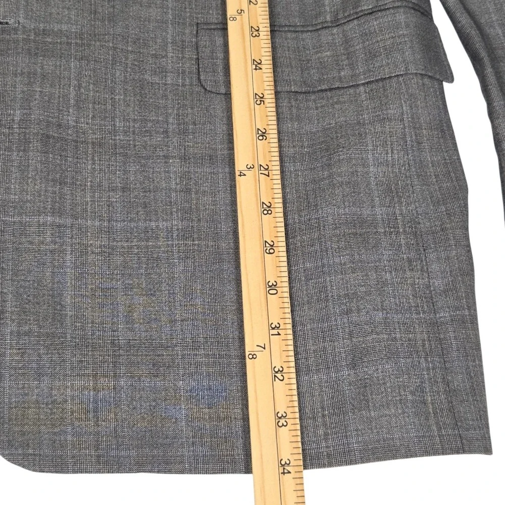 HICKEY FREEMAN Gray Loro Piana 120s Plaid Wool Blazer Sport Coat Jacket 44L